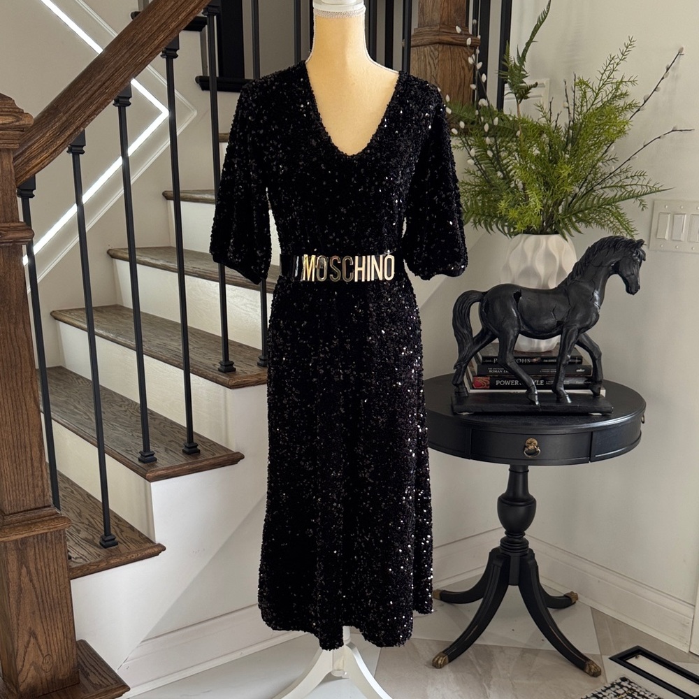 Zara Black Sequin Midi Dress